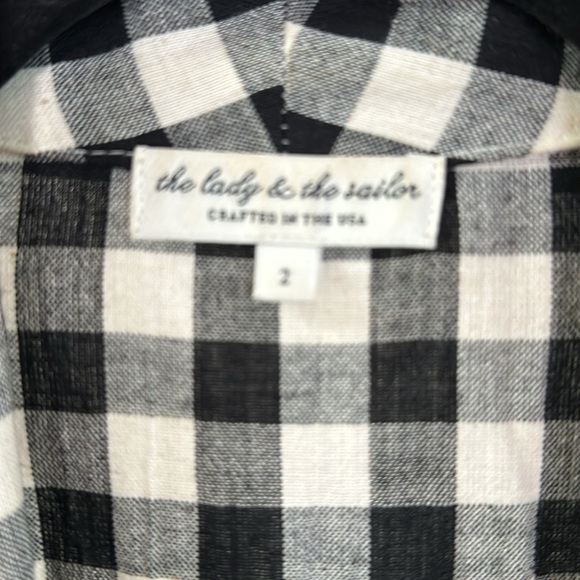 the lady and the sailor gingham shall collar duster. Size 2 side pockets - Picture 2 of 4
